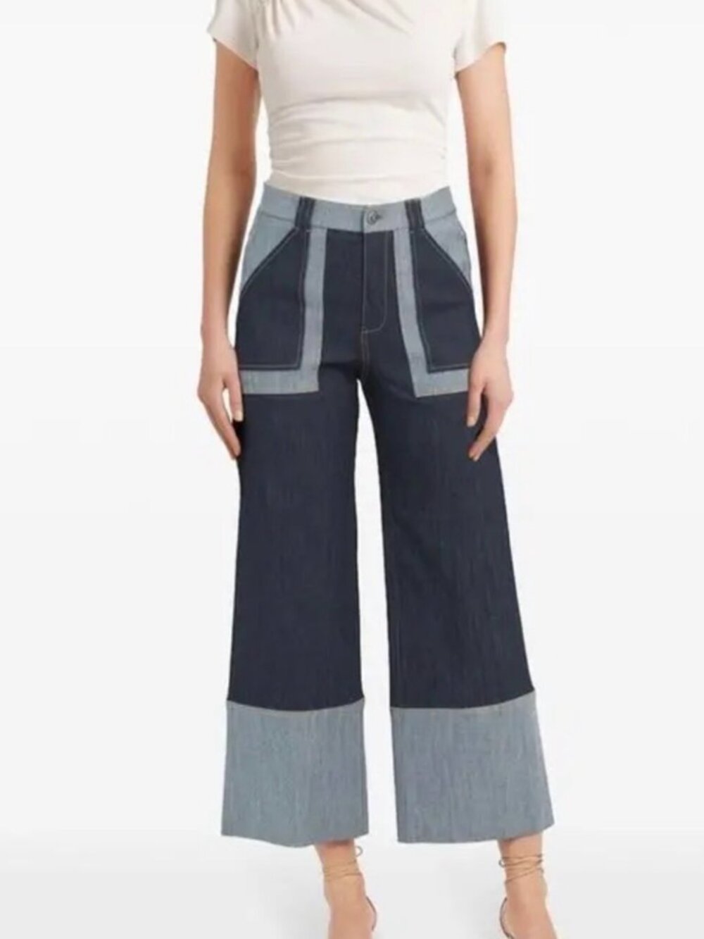 Cinq à Sept High-Rise Wide Leg Jeans Sanam Colour-Blocked Jeans